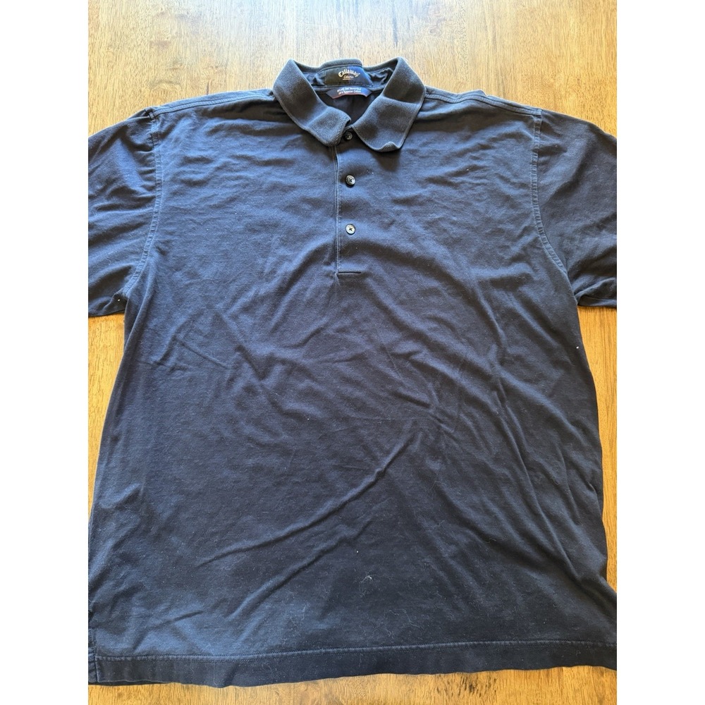 Vintage Callaway Polo Shirt Mens Large Black 100% Egyptian Cotton Mercerized